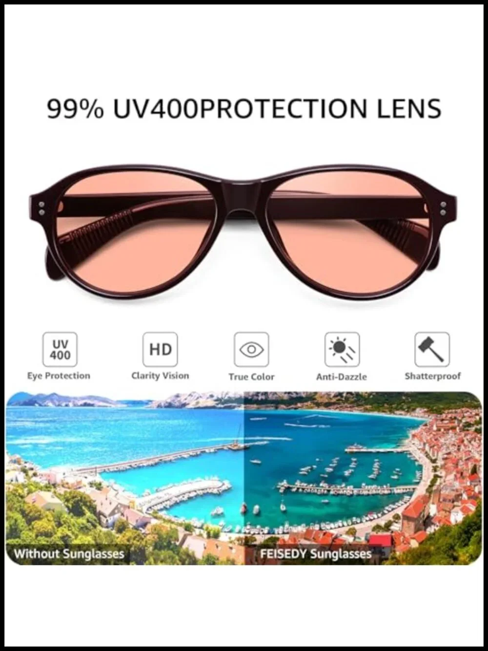 Retro Oval Sunglasses for Women Men Lightweight Vintage UV400